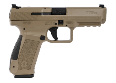 Canik HG4863DN TP9SA Mod.2 9mm Luger 18+1 4.46&quot; Barrel, Flat Dark Earth Frame w/Picatinny Accessory Rail, Serrated Steel Slide, Black Interchangeable Backstrap Grip, Includes 2 Magazines