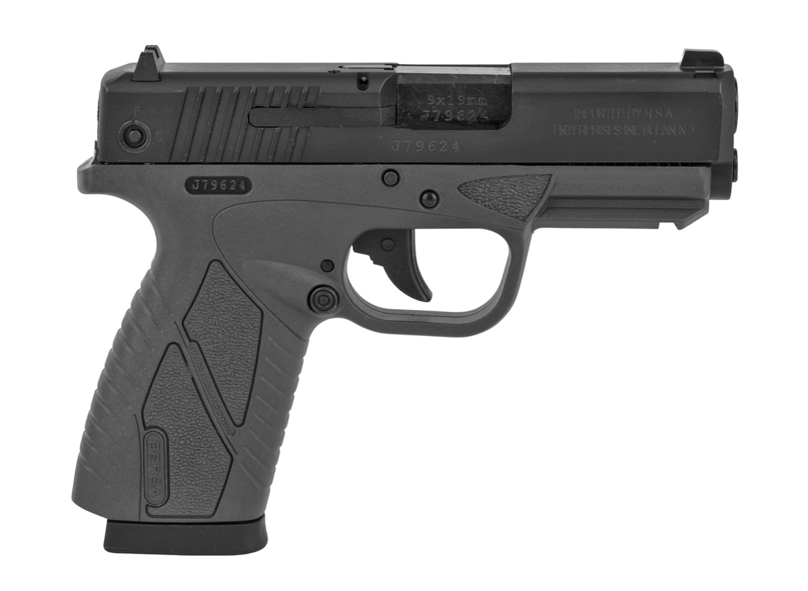 Bersa BP9GRCC BPCC Concealed Carry 9mm Luger 8+1 3.30&quot; Barrel, Gray Polymer Frame w/Picatinny Acc. Rail, Serrated Matte Black Steel Slide, Polymer Grip, Manual Safety