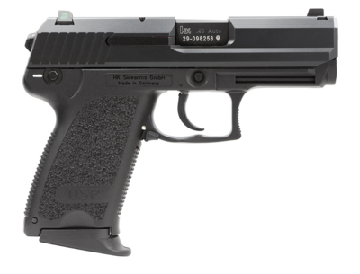 HK 81000343 USP Compact V1 45 ACP 8+1 3.78&quot; Polygonal Rifled Barrel, Black Serrated Slide, Black Polymer Frame w/Serrated Trigger Guard, Black Polymer Grips