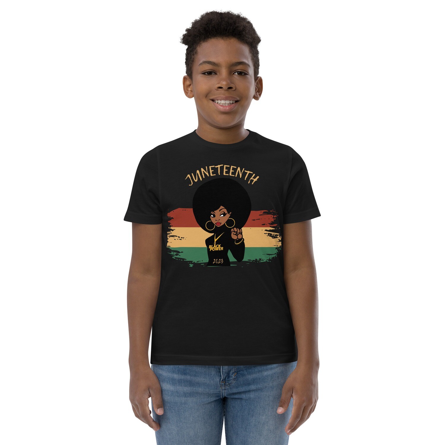 Juneteenth Black Power 2023 Youth Jersey T-Shirt