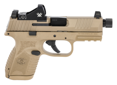 FN 66100801 509 Compact Tactical 9mm Luger 10+1 4.32&quot; Threaded Barrel, Flat Dark Earth Polymer Frame w/Mounting Rail, Optic Cut Flat Dark Earth Stainless Steel Slide, Interchangeable Backstrap, Includ