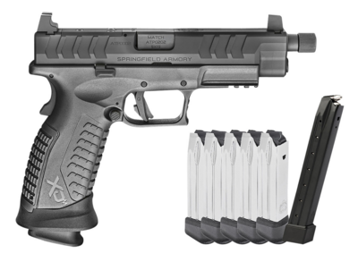 Springfield Armory XDMET9459BHCOSPGU23 XD-M Elite OSP Gear Up Package Full Size 9mm Luger 22+1 4.50&quot; Black Melonite Steel Threaded Barrel, Black Melonite Optic Ready/Serrated Slide, Black Polymer Fram