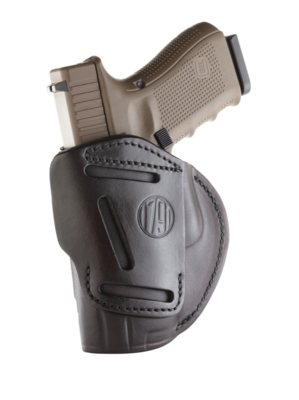 1791 Gunleather 4WH5SBRR 4-Way IWB/OWB 05 Signature Brown Leather Belt Clip Fits S&amp;W M&amp;P/Springfield XD/Glock 17/HK VP9