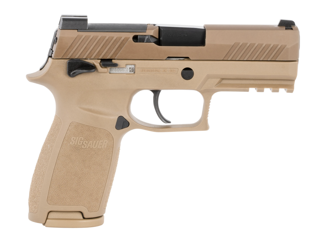 Sig Sauer 320CA9M18MS10 P320 M18 *CA/MA Compliant 9mm Luger Caliber with 3.90&quot; Barrel, 10+1 Capacity, Overall Coyote PVD Finish Stainless Steel, Picatinny Rail Frame, Serrated Slide, Polymer Grip &amp; Ma