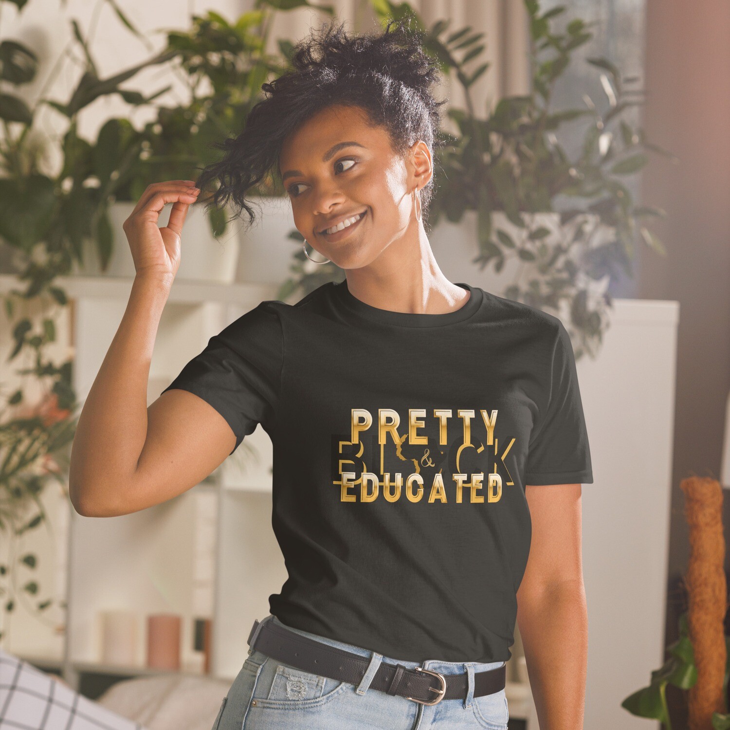 Pretty Black &amp; Educated Short-Sleeve T-Shirt, Color: Black, Size: S