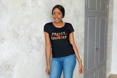 Pretty Black &amp; Educated Short-Sleeve T-Shirt Red/Gold