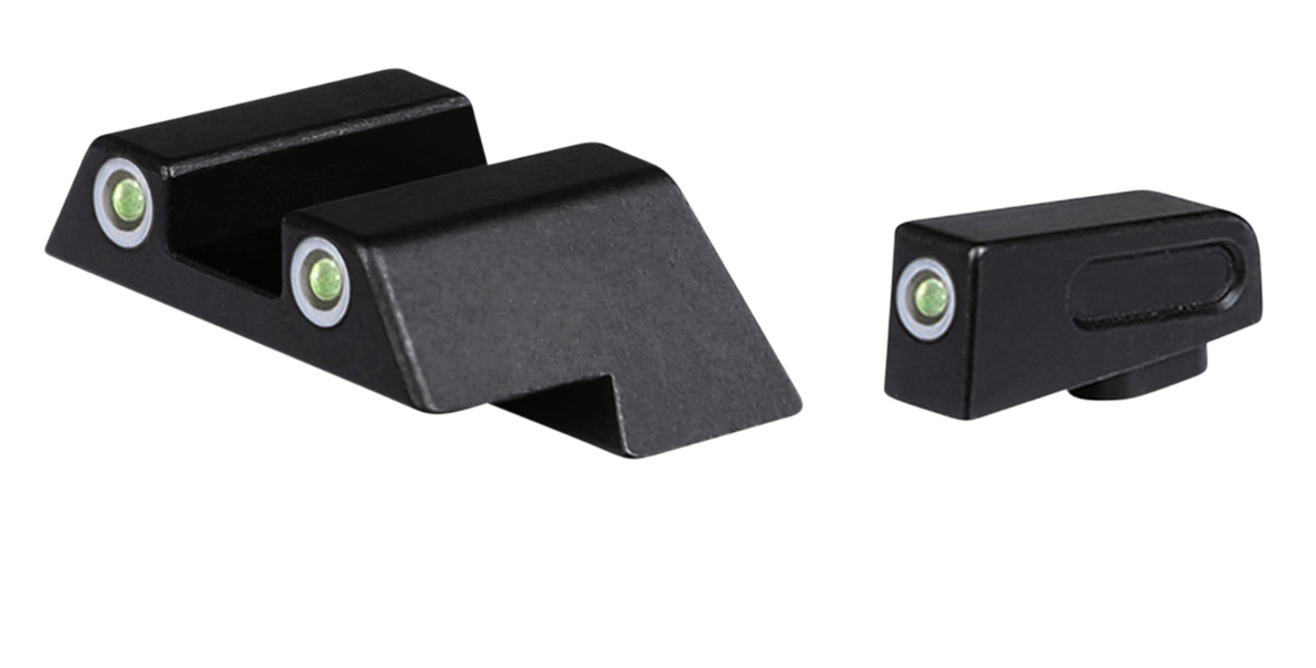 ATI ATINSGLOLF Night Sights 3-Dot Tritium Green/White &amp; Black Frame Compatible w/ATI FXH-45 Moxie/Glock Gen1-5