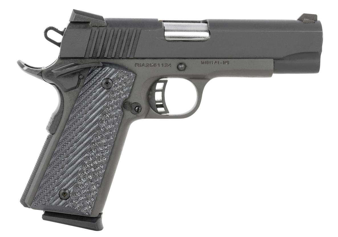 Rock Island 51531 M1911-A1 Standard MS 45 ACP 8+1 4.30&quot; Button-Rifled Barrel, Black Parkerized Steel Frame w/Beavertail, Parkerized Serrated Slide, Black/Gray G10 Grip, Grip Safety