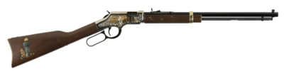 Henry H004GBA Golden Boy God Bless America Edition 22 Short, 22 Long or 22 LR Caliber with 16 LR/21 Short Capacity, 20&quot; Blued Barrel, Nickel-Plated Metal Finish &amp; American Walnut Stock Right Hand (Ful