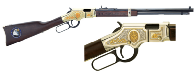 Henry H004LE Golden Boy Law Enforcement Tribute 22 Short, 22 Long or 22 LR Caliber with 16 LR/21 Short Capacity, 20&quot; Blued Barrel, Nickel-Plated Metal Finish &amp; American Walnut Stock Right Hand (Full S