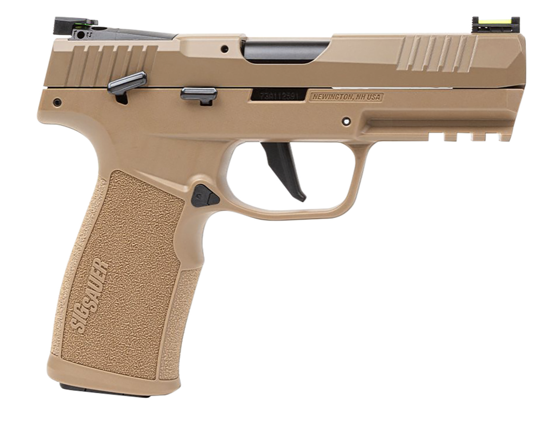 Sig Sauer 322C-COY-TACPAC P322 Full Size 22 LR 20+1 4&quot; Black Steel w/Threaded Barrel Adapter Barrel/ Coyote Cerakote Optic Ready/Serrated Slide/ Coyote Tan Steel Frame w/Picatinny Rail/ Coyote Polymer