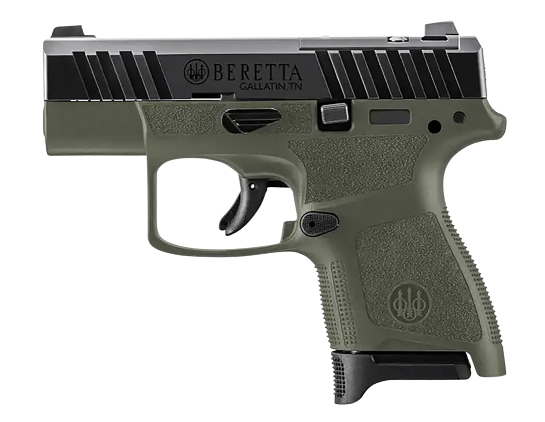 Beretta USA JAXN9278A1CO APX A1 Carry 9mm Luger 8+1 3&quot; Blued Steel Barrel, Black Optic Ready/Serrated Slide, OD Green Polymer Frame, OD Green Polymer Grips Features Burris Fast Fire