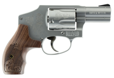 Smith &amp; Wesson 150784 Model 640 *CA Compliant 357 Mag Engraved Stainless Steel 2.13&quot; Barrel &amp; 5rd Cylinder, Engraved Matte Silver Stainless Steel J-Frame, Engraved Wood Grip, Mahogany Presentation Cas
