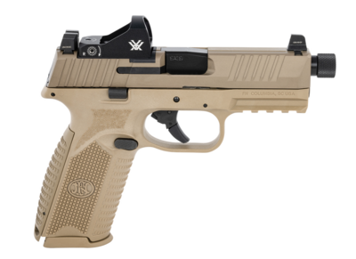 FN 66100845 509 Tactical 9mm Luger 17+1/24+1 4.50&quot; Threaded Barrel, Flat Dark Earth Polymer Frame w/Mounting Rail, Optic Cut FDE Stainless Steel Slide, No Manual Safety, Includes Viper Red Dot
