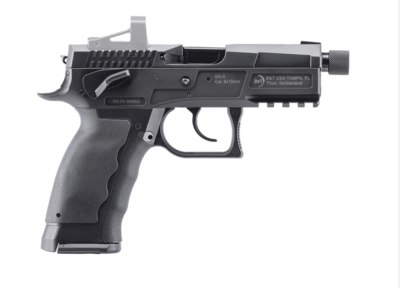 B&amp;T Firearms 510001 MKII DA/SA 9mm Luger 17+1 4.30&quot; Threaded, Black, Picatinny Rail Frame, Shield RMS Cut Slide, Rubber Grip