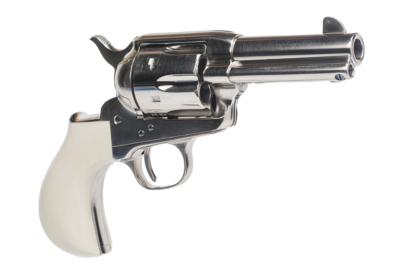 Cimarron CA346DOC Doc Holliday Thunderer Combo 45 Colt (LC) 6 Shot 3.50&quot; Nickel Barrel, Cylinder &amp; Frame, White Birds Head Grips w/&quot;Doc Holliday&quot; Engraved In The Backstrap