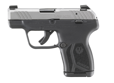 Ruger 13744 LCP Max Compact 380 ACP 10+1 2.80&quot; Black Oxide Steel Barrel, Matte Stainless Serrated Slide, Black Polymer Frame w/Serrated Trigger Guard w/Black Nylon Grip