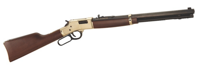 Henry H006M41 Big Boy Classic 41 Rem Mag Caliber with 10+1 Capacity, 20&quot; Blued Barrel, Polished Brass Metal Finish &amp; American Walnut Stock Right Hand (Full Size)