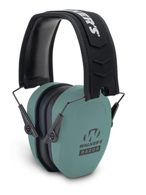 Walker&#39;s GWPRSMPASTL Razor Slim Passive Muff Polymer 27 dB Over the Head Teal/Black Adult