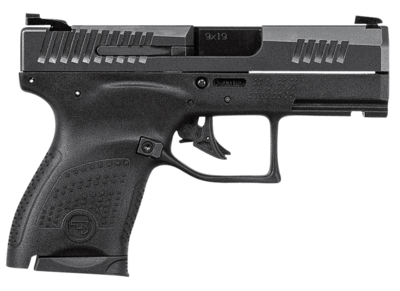 CZ-USA 95199 P-10 M 9mm Luger 7+1 3.19&quot; Black Nitride Inside Railed Slide, Black Polymer Frame w/Picatinny Rail, Serrated Trigger Guard &amp; Reversible Mag Release, Black Polymer Grips