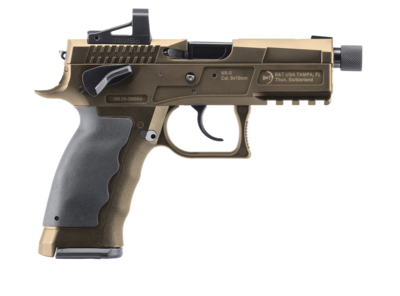 B&amp;T Firearms 510001 MKII DA/SA 9mm Luger 17+1 4.30&quot; Threaded, Coyote Tan Picatinny Rail Frame, Black Shield RMS Cut Slide &amp; Rubber Grip