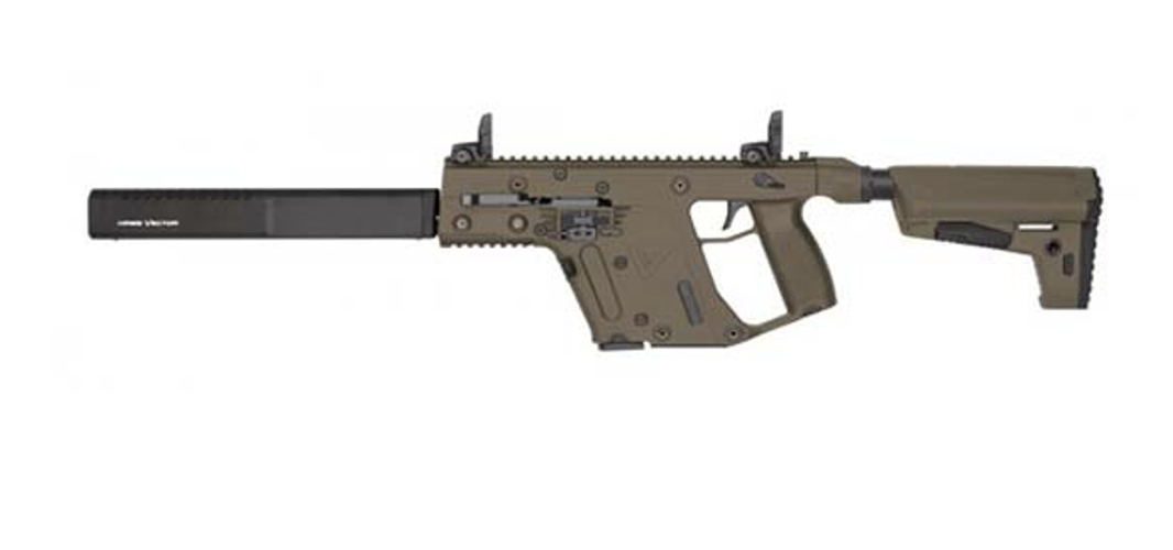Kriss USA KV90CFD22 Vector Gen II CRB *CA Compliant 9mm Luger 10+1 16&quot; with Black Barrel Shroud, FDE Rec/Stock, Paddle Grip, Flip-Up Sights