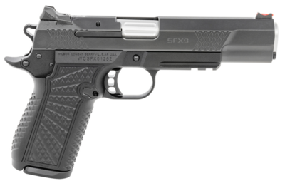 Wilson Combat SFX9FSR5 SFX9 9mm Luger Caliber with 5&quot; Barrel, 15+1 Capacity, Black Finish Aluminum Picatinny Rail/Beavertail Frame, Serrated Black DLC Stainless Steel Slide &amp; Black Polymer Grip