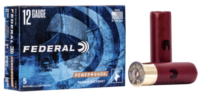 Federal Power-Shok Magnum 12 Gauge 2.75&quot; 1 3/16 oz 1325 fps 00 Buck Shot 5 Bx