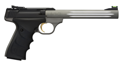 Browning 051462490 Buck Mark Lite *CA Compliant 22 LR 10+1 7.25&quot; Matte Gray Fluted Barrel, Matte Black Serrated Steel Slide, Matte Gray Aluminum Frame, Black Ultragrip RX Grips