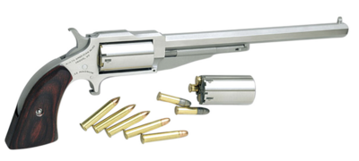 North American Arms 18606C 1860 Hogleg *CA Compliant 22 LR or 22 WMR Caliber with 6&quot; Barrel, 5rd Capacity Cylinder, Overall Stainless Steel Finish &amp; Rosewood Boot Grip Includes Cylinder
