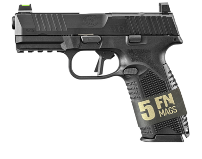 FN 509 MRD FOS Bundle 9mm Luger 10+1 4&quot; Black Recessed Target Crown Barrel, Black PVD Optic Ready/Serrated Slide, Black Checkered Polymer Frame w/Picatinny Rail, Black Textured Interchangeable Backstr
