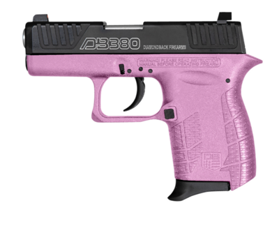 Diamondback G4 380 ACP 6+1 2&quot; Stainless Steel Barrel, Black Serrated w/Laser Logo Slide, Pink Polymer Frame w/Beavertail, Pink Polymer Grips