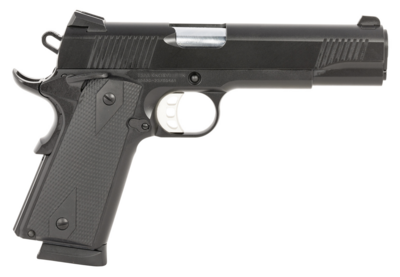 Tisas 1911 Duty 45 ACP 8+1 5&quot; Black Cold Hammer Forged Barrel, Black Cerakote Serrated Steel Slide, Black Cerakote Steel Frame w/Beavertail, Black Overmolded Grips