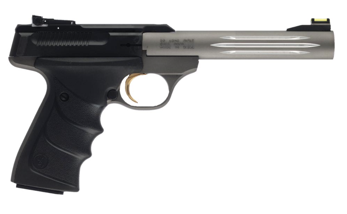Browning 051461490 Buck Mark Lite *CA Compliant 22 LR 10+1 5.50&quot; Matte Gray Fluted Barrel, Serrated Steel Slide, Matte Gray Aluminum Frame &amp; Black Ultragrip RX Grips
