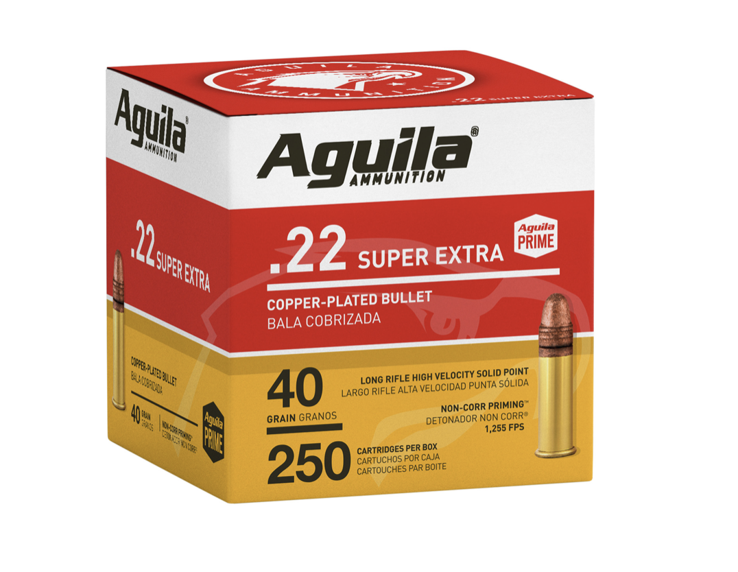 Aguila Super Extra High Velocity 22 LR 40 gr Copper-Plated Solid Point 250 Per Box