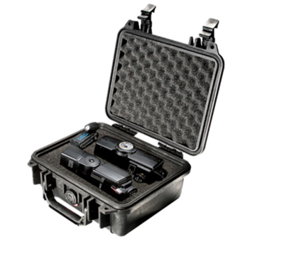 Pelican Protector Case made of Polypropylene with Black Finish, Foam Padding, Stainless Steel Hardware &amp; Double Throw Latches 9.31&quot; L x 7.13&quot; W x 4.12&quot; D Interior Dimensions
