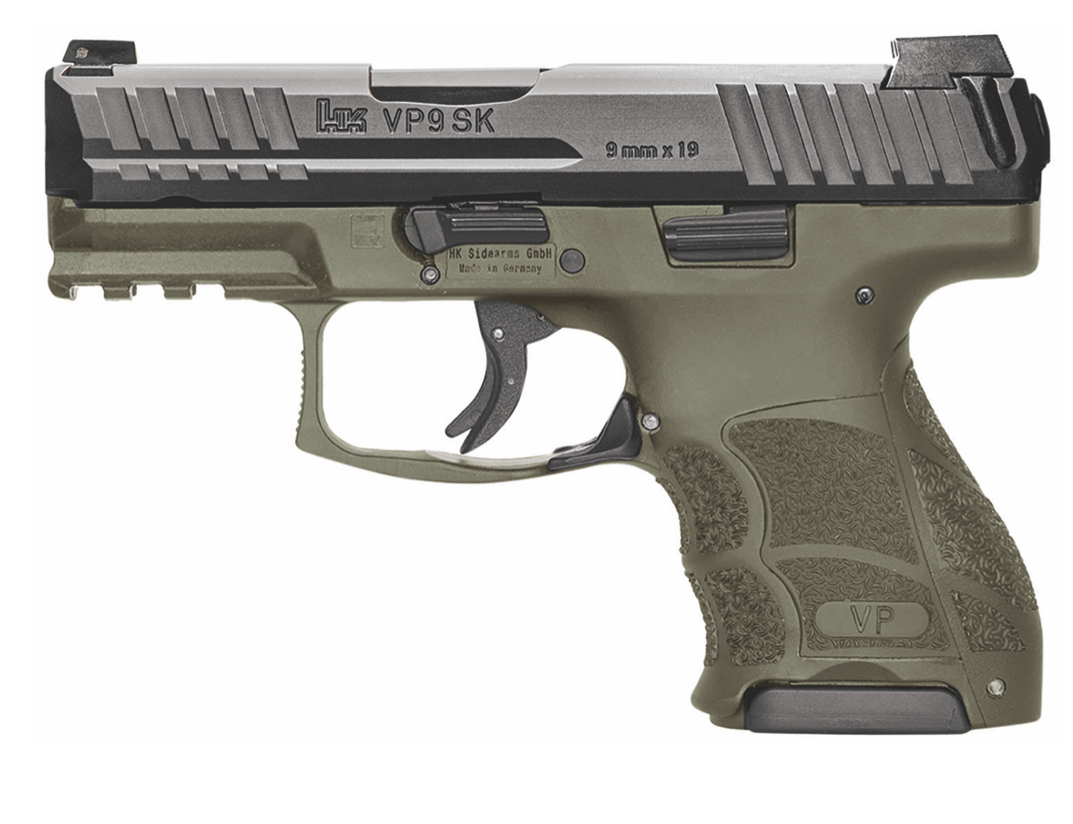 HK VP 9mm Luger 10+1 4.09&quot; Polygonal Rifled Barrel, Black Serrated Slide, Black Polymer Frame w/Picatinny Rail &amp; Serrated Trigger Guard, Black Finger Grooved Polymer Grips Features Holosun SCS Ambidex