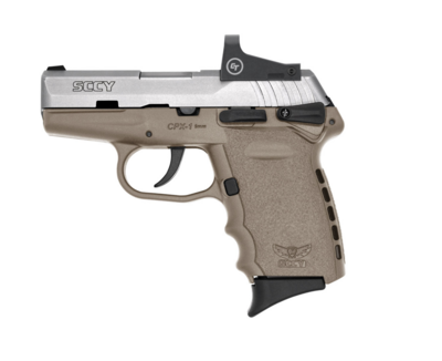 SCCY Industries CPX1TTDERD CPX-1 RD 9mm Luger Caliber with 3.10&quot; Barrel, 10+1 Capacity, Flat Dark Earth Finish Frame, Serrated/Optic Cut Stainless Steel Slide &amp; Finger Grooved Polymer Grip Includes Cr