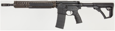 Daniel Defense DDM4 M4A1 *CA Compliant 5.56x45mm NATO 14&quot; 10+1 Black Hard Coat Anodized 6 Position w/SoftTouch Overmolding Stock with Flat Dark Earth Handguard