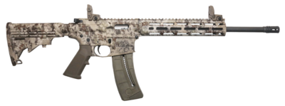 Smith &amp; Wesson 10211 M&amp;P15 Sport 22 LR 25+1 16.50&quot; Black Carbon Steel Barrel, Kryptek Highlander Finish, 6 Position CAR Stock, Magpul MBUS Sights, 2&quot; M-Lok Rail Panel Included, Manual Safety, Optics R