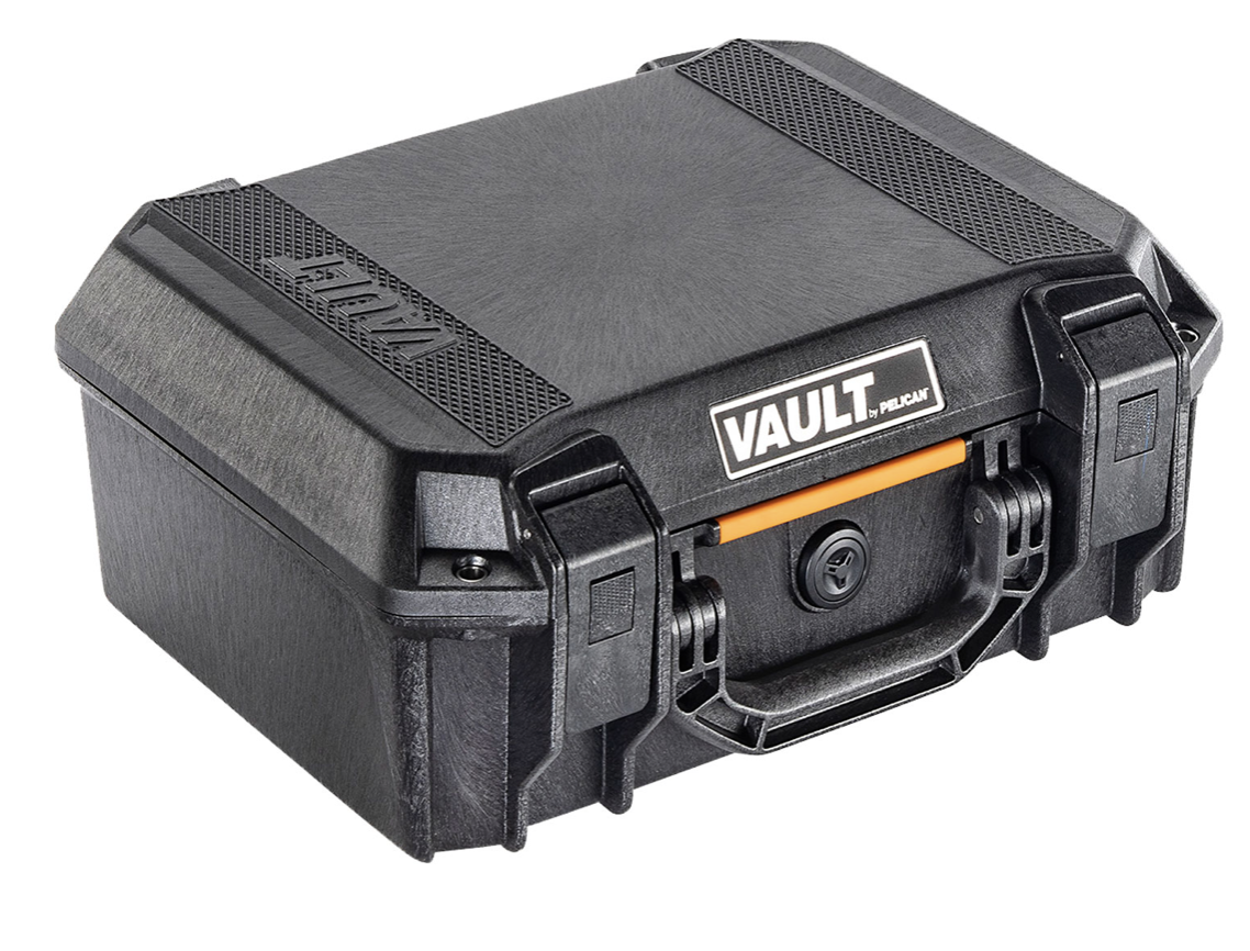 Pelican VCV200 Vault Case Medium Size made of Polymer with Black Finish, Heavy Duty Handles, Foam Padding &amp; 2 Push Button Latches 14&quot; L x 10&quot; W x 5.50&quot; D