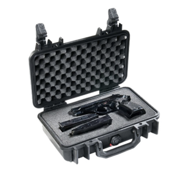 Pelican 1450 Protector Case made of Polypropylene with Black Finish, Foam Padding, Over-Molded Handle, Stainless Steel Hardware &amp; Double Throw Latches 14.66&quot; L x 10.24&quot; W x 6.12&quot; D Interior Dimensions