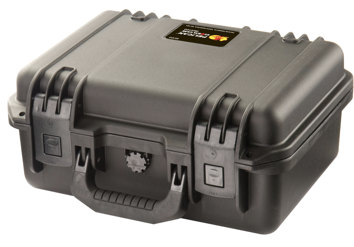 Pelican 2100 Storm Case made of HPX Resin with Black Finish, Soft-Grip Handle, Vortex Valve &amp; 2 Lockable Hasps 13&quot; L x 9.20&quot; W x 6&quot; D Interior Dimensions Holds 1 Handgun