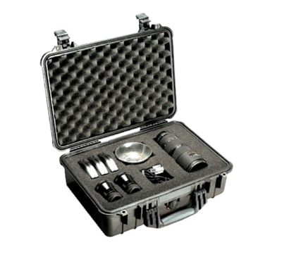 Pelican 1500 Protector Case made of Polypropylene with Black Finish, Foam Padding, Over-Molded Handle, Stainless Steel Hardware &amp; Double Throw Latches 16.75&quot; L x 11.18&quot; W x 6.12&quot; D Interior Dimensions