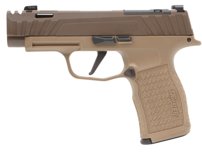 Sig Sauer P365 XL Spectre Comp Full Size 9mm Luger 12+1/17+1 3.10&quot; Black Nitride Carbon Steel Barrel, Coyote Cerakote Integrally Compensated/Optic Ready/Serrated Slide, Coyote Tan Stainless Steel Fram