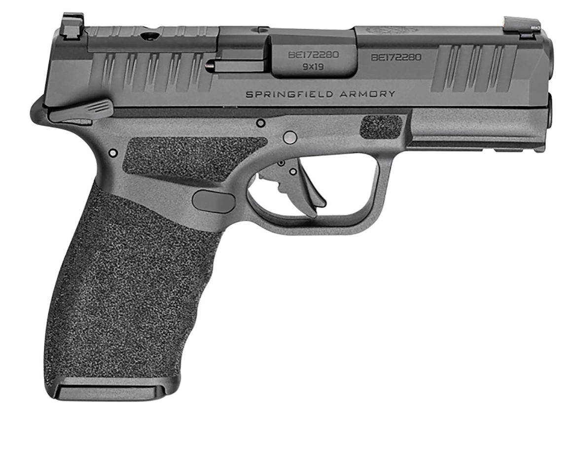 Springfield Armory Hellcat Pro OSP Compact 9mm Luger 10+1 3.70&quot; Black Melonite Steel Barrel, Black Melonite Optic Ready/Serrated Slide, Black Polymer Frame w/Accessory Rail, Black Polymer w/Adaptive T