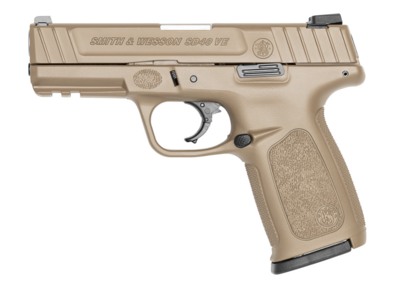 Smith &amp; Wesson SDVE Compact 40 S&amp;W 14+1 4&quot; Stainless Flat Dark Earth Cerakote Serrated Slide, Flat Dark Earth Cerakote Polymer Frame w/Picatinny Rail, FDE Textured Polymer Grips, Right Hand