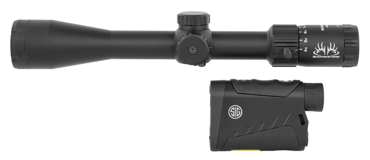 Sig Sauer Electro-Optics Buckmasters Combo Kit Black Anodized 4-16x 44mm 1&quot; Tube BDC Reticle Red Laser Features Buckmaster Scope/Buckmaster 1500 Rangefinder