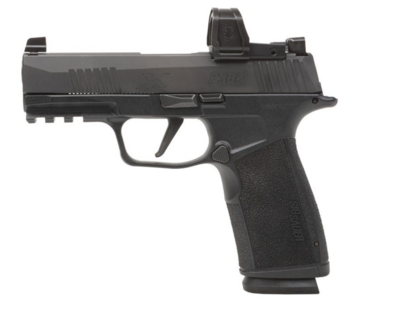 SigSauer P365-XMACRO Compact 9mm Luger 17+1 3.70&quot; Black Barrel, Black Nitron Optic Ready/Serrated Slide &amp; Frame w/Picatinny Rail, Black Polymer w/Interchangeable Backstrap Grip Features ROMEOZero Elit