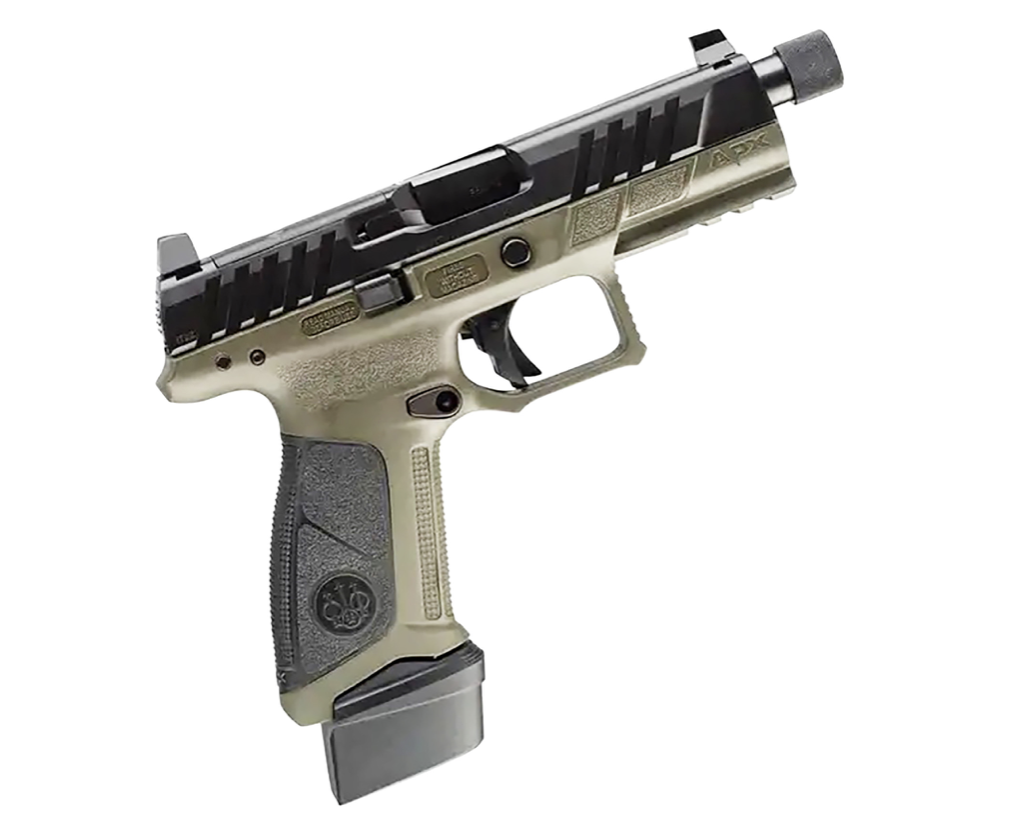 Beretta USA APX A1 Tactical 9mm Luger 21+1 4.80&quot; Black Steel Threaded Barrel, Black Optic Cut/Serrated Slide, OD Green w/Black Controls Aluminum Frame w/Picatinny Rail &amp; Beavertail, Black Interchangea